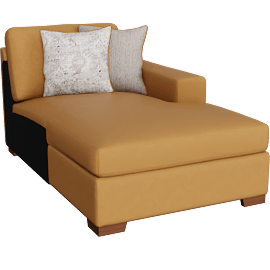 Perspective view of Big Sur Saddle Brown Leather Right Arm Facing Chaise