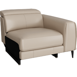 Perspective view of Cullen Taupe Beige Leather Right Arm Facing Power Zero Gravity Recliner With Power Headrest, Storage, Cupholder & USB