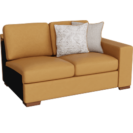 Perspective view of Big Sur Saddle Brown Leather Right Arm Facing Loveseat