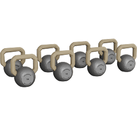 Perspective view of Personal Tools Kettlebells 