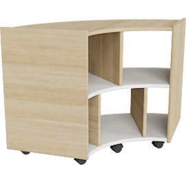 Perspective view of NaturalDesign Low Curved Shelf Unit White