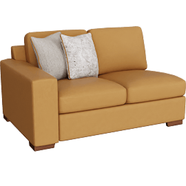 Perspective view of Big Sur Saddle Brown Leather Left Arm Facing Loveseat