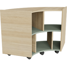 Perspective view of NaturalDesign Low Curved Shelf Unit