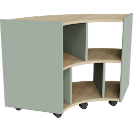 Perspective view of NaturalDesign Low Curved Shelf Unit  Side