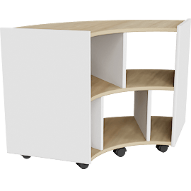 Perspective view of NaturalDesign Low Curved Shelf Unit Side White