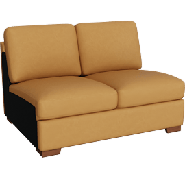 Perspective view of Big Sur Saddle Brown Leather Armless Loveseat