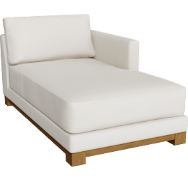 Perspective view of Gather Wood Base Right-Arm Chaise Lounge Sectional Piece