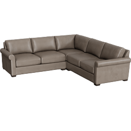 Perspective view of Spencer Roll-Arm Leather Custom Sectional, 26"D