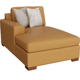 Perspective view of Big Sur Saddle Brown Leather Left Arm Facing Chaise