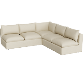 Perspective view of Lotus Modular 3-Piece L-Shaped Armless Sectional Sofa