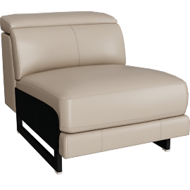 Perspective view of Cullen Taupe Beige Leather Armless Chair