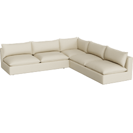 Perspective view of Lotus Deep Modular 3-Piece L-Shaped Armless Sectional Sofa