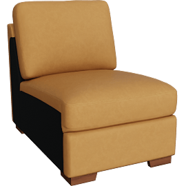 Perspective view of Big Sur Saddle Brown Leather Armless Chair